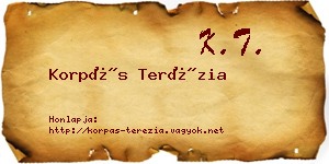 Korpás Terézia névjegykártya